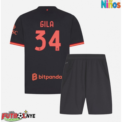 Camiseta AC Milan Mario Gila #34 Tercera Equipación para niños 2026-27 manga corta (+ pantalones cortos)